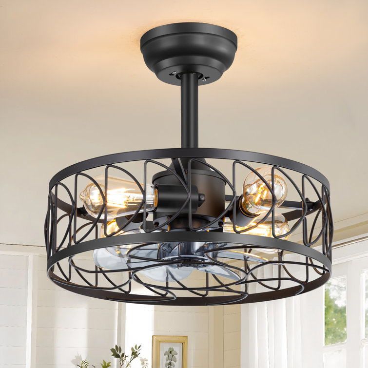 17 Stories 16.5''Black Ceiling Fans With Lights ,6 Speed,Reversible